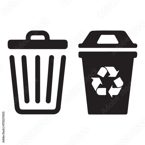 Garbage and recycle container symbols