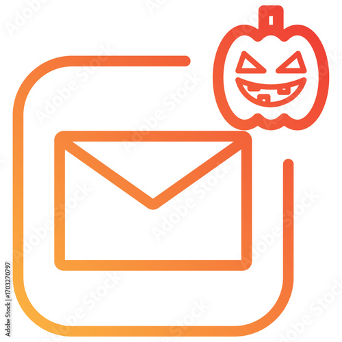 Line gradient style mail icon with Halloween pumpkin accent, perfect for spooky seasonal UI design