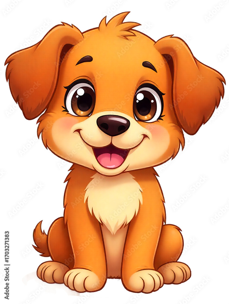 Obraz premium Adorable Cartoon Puppy Sitting and Smiling 