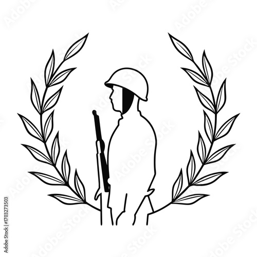 Black Silhouette Vector of Soldier Silhouette with Weapon Three