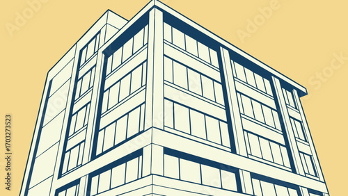 Modern Office Building Facade With Many Windows.