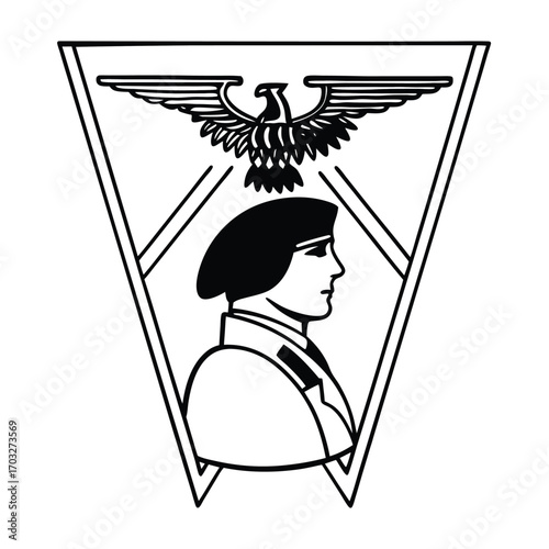 Black Silhouette Vector of Soldier Silhouette with Weapon Four