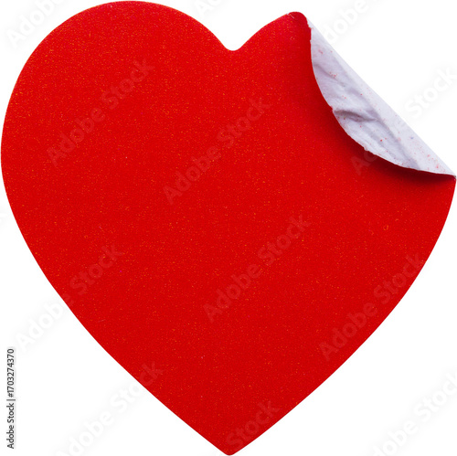 red heart shape sticker isolated on white background