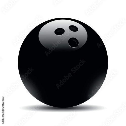 Sleek Black Bowling Ball Icon Vector – Professional Flat 2D Sport Illustration for Leisure, Entertainment and Games