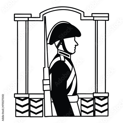 Flat Vector of Soldier Side Profile Silhouette