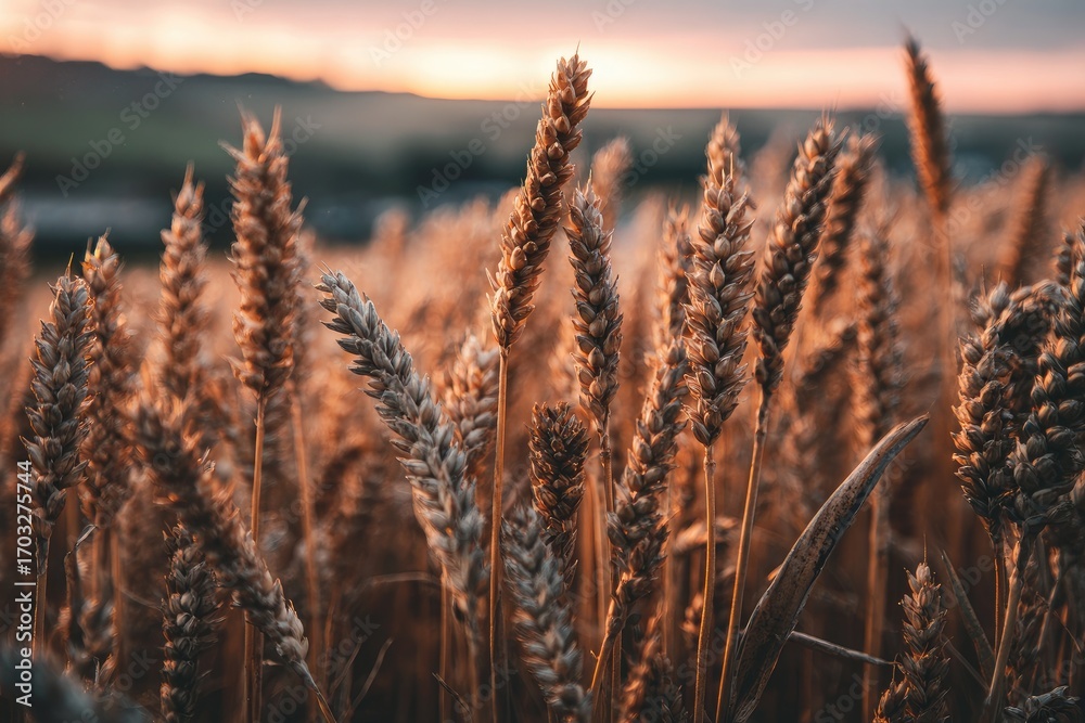 Fototapeta premium Golden wheat field at sunset