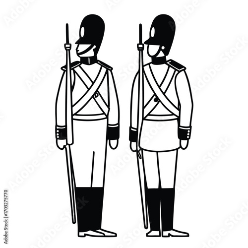 Flat Vector of Soldier Standing at Ease Posture