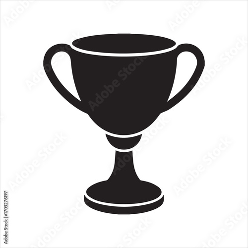 Golden cup with base icon silhouette isolated on transparent background