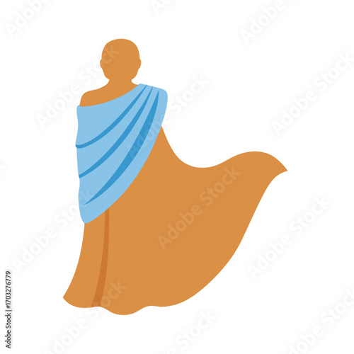 Minimalist Robed Figure with Flowing Garment