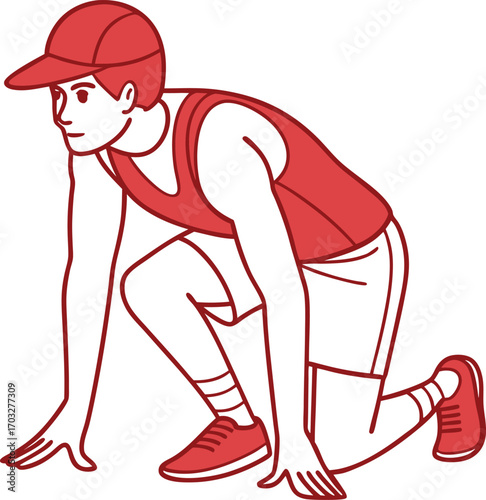 Vector art of runner in starting position
