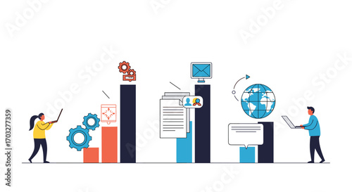 Visualizing business growth through data analytics and global reach strategies for enhanced performance
