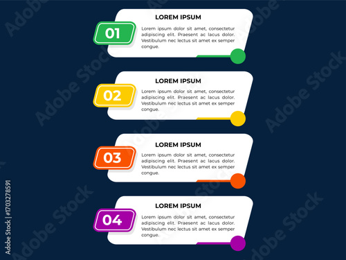 Dynamic Four-Step Vertical Infographic with a Modern Angled Layout and a Dark Background