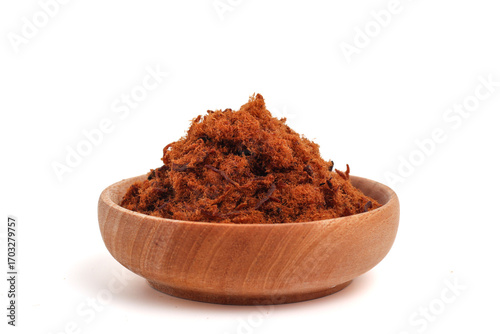 Beef floss isolated on white background.