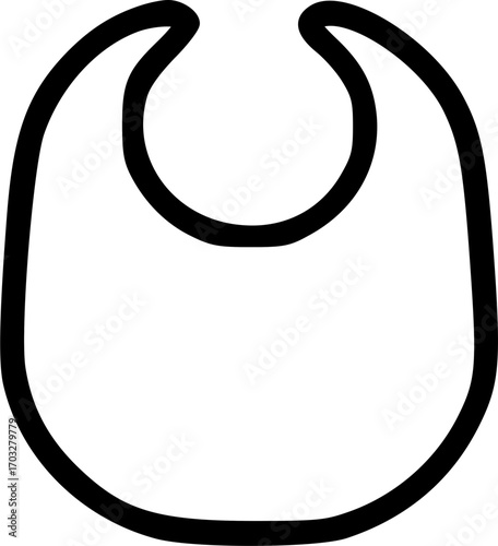 Simple black and white line drawing of a baby bib.
