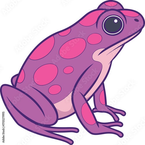 Vector art of a cute cartoon purple frog with pink spots, isolated on a