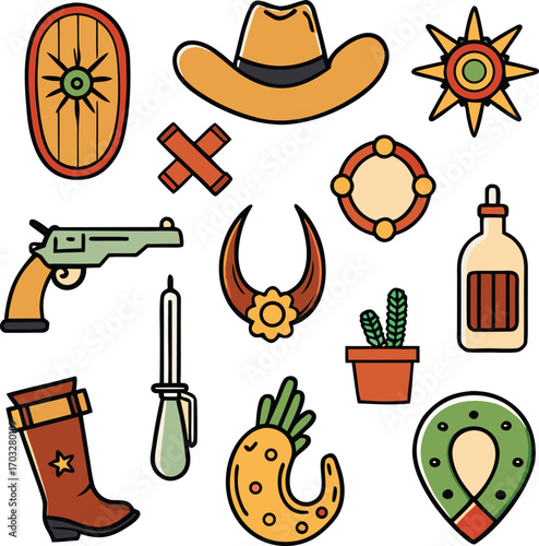Line art icon set vector design, cat, horse, tree, plan, human organ and summer icon 