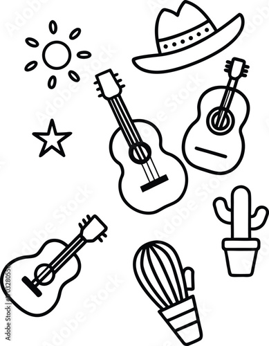 Line art icon set vector design, cat, horse, tree, plan, human organ and summer icon 