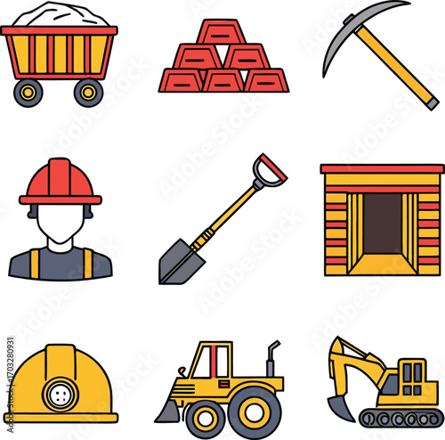 Line art icon set vector design, cat, horse, tree, plan, human organ and summer icon 