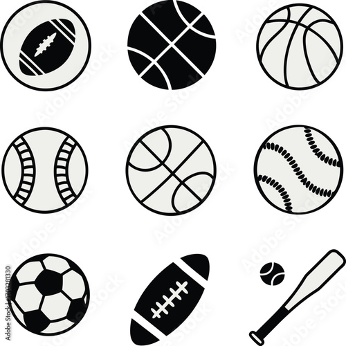 Line art icon set vector design, cat, horse, tree, plan, human organ and summer icon 
