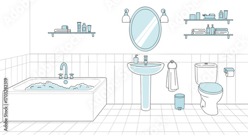Modern bathroom design with bathtub sink and toilet featuring clean lines and minimalist elements