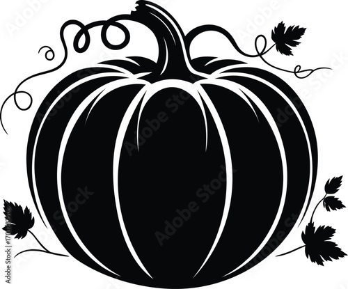 First day of fall premium pumpkin silhouette vector template. Autumn leaf vector art