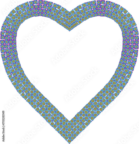 Heart Border Composed of Repeating Geometric Patterns