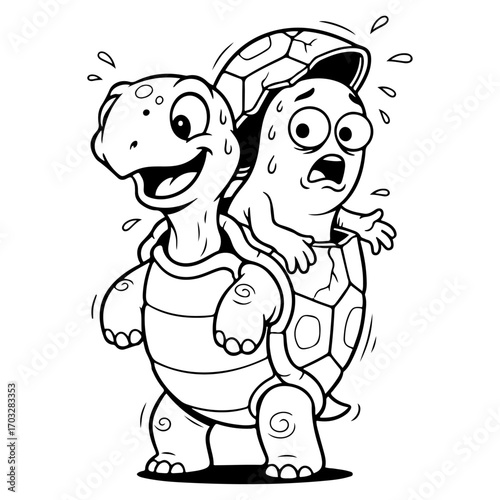 Fun and whimsical illustration - An unexpected image of a turtle, perfect for advertising and children's books. This fun illustration is great for children's stories, humorous advertising posts.