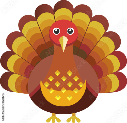 Traditional Thanksgiving Turkey Vector Illustration for Holiday Celebration