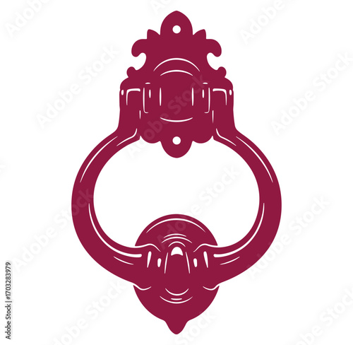 Elegant maroon door knocker vector illustration for vintage and classical design projects