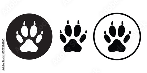 Transparent PNG available
Pet paw icon set. Heart with dog, cat pet footprint. Paw print sign and symbolvector illustration.