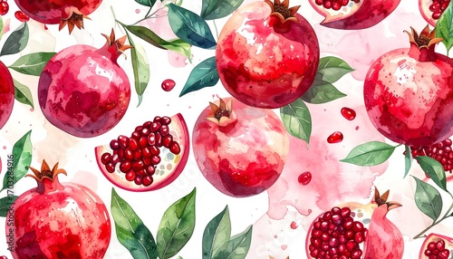 Watercolor pomegranate pattern (2)