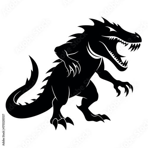 a-stark-black-silhouette-of-an-alligator--captured vector design .eps