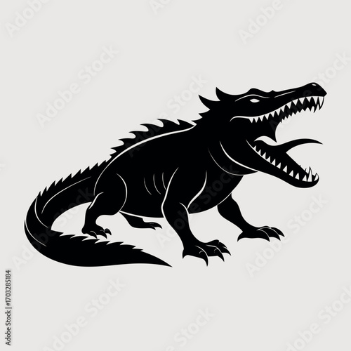 a-stark-black-silhouette-of-an-alligator--captured.eps