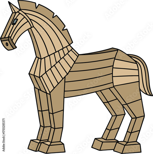 Illustration of a trojan horse, a wooden horse used in the trojan war