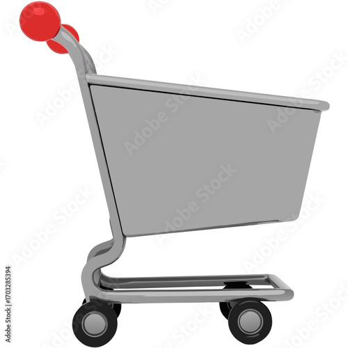 Illustration of a shopping cart trolley supermarket store retail consumerism market basket purchase product shop item sticker icon on transparent background 