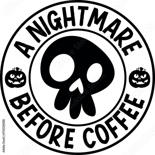 A nightmare before coffee logo for halloween, halloween design, halloween vector file