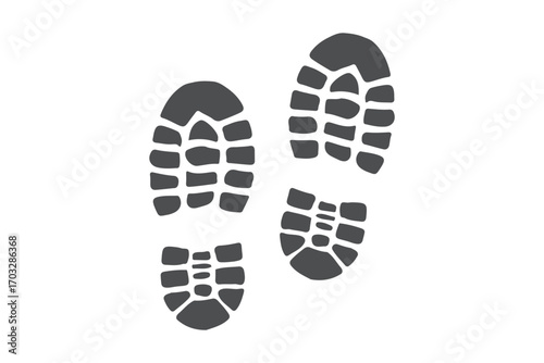 Boot, shoe print Patterns Vector. Muddy boot prints. Shoe prints Isolated on white background
