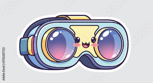 Cute Cartoon Binoculars Explore with Kawaii Vision and Smiling Eyes