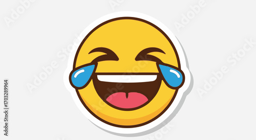 Laughing With Tears Emoji Sticker - A Fun and Expressive Digital Graphic