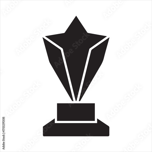Crystal award trophy silhouette icon isolated on transparent background