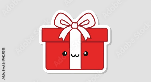 Cute Red Gift Box Illustration with Bow, Adorable Present for Celebrations and Special Events
