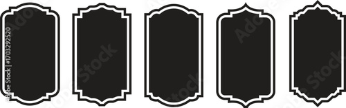 Vintage Frame and Label Shape icon set. Decorative badge shapes for product packaging, branding and logo design. Vector templates set with blank, empty space. Badges shape collections.
