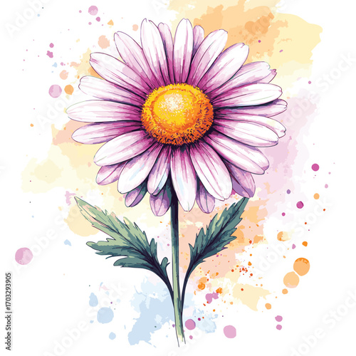 watercolor daisy flowervector design positive quote fashion etc , vector style simple color