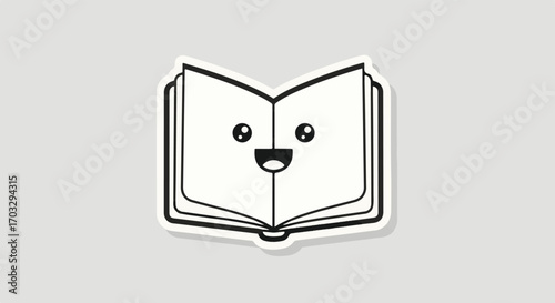 Delightful smiling open book illustration, symbolizing the joy of reading, the journey of knowledge, and the magic of captivating stories for enriching education