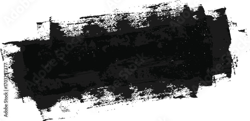 Black textured brush stroke on white background paint grunge
