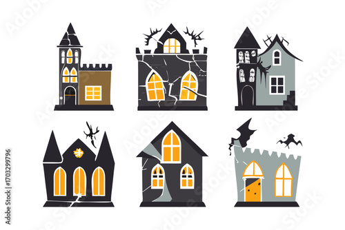 Collection of spooky haunted houses