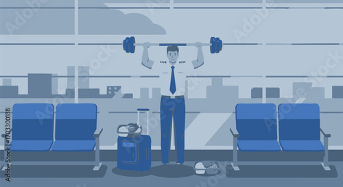 A pilot's unconventional pre-flight workout Strength training at the airport terminal