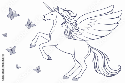 white horse with blue wings