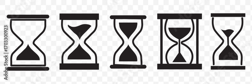 Sand watch icon set. Hourglass symbol. Waiting time concept. Vector illustration.