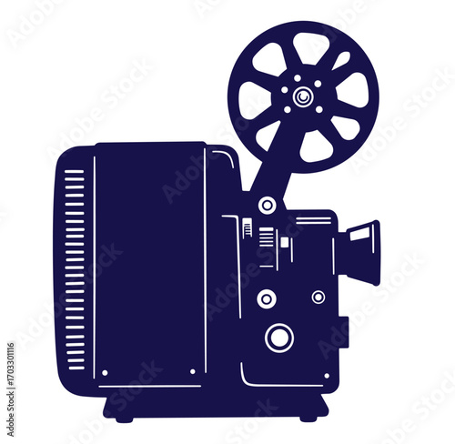 Vintage movie projector illustration in a modern flat design perfect for retro film concepts